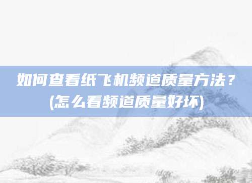如何查看纸飞机频道质量方法？(怎么看频道质量好坏)