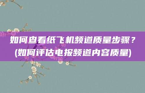 如何查看纸飞机频道质量步骤？(如何评估电报频道内容质量)