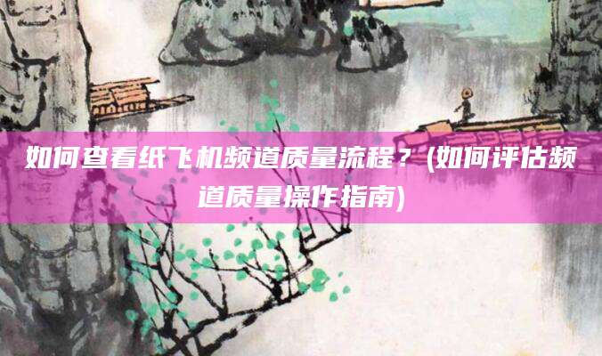 如何查看纸飞机频道质量流程？(如何评估频道质量操作指南)