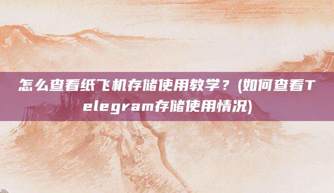 怎么查看纸飞机存储使用教学？(如何查看Telegram存储使用情况)