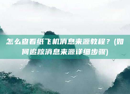 怎么查看纸飞机消息来源教程？(如何追踪消息来源详细步骤)